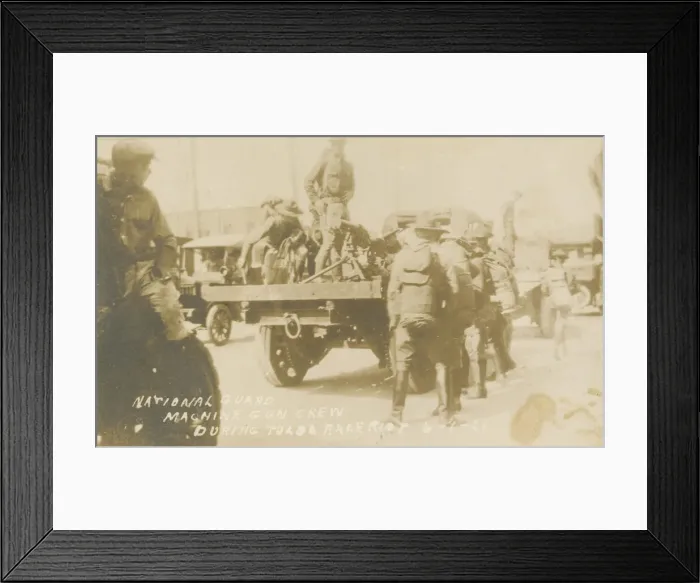 Framed Print : National Guard Machine Gun Crew during Tulsa Race Riot 6-1-21, 1921. Creator: Unknown Framed Print : National Guard Machine Gun Crew during Tulsa Race Riot 6-1-21, 1921. Creator: Unknown