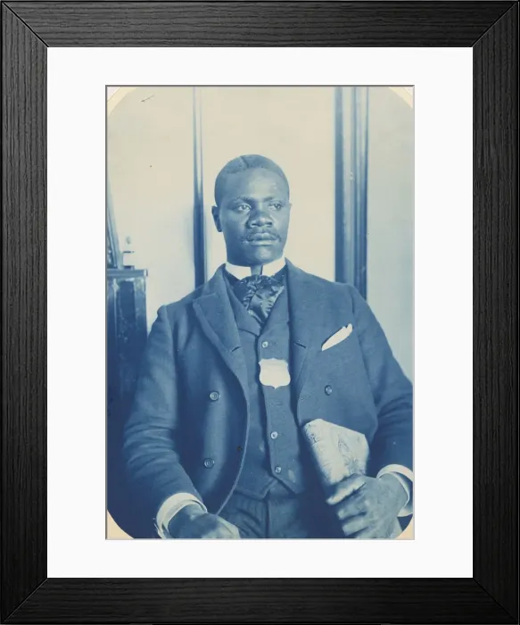Framed Print : Cyanotype of a porter from the Hotel Palomares, 1885-1899. Creator: Unknown Framed Print : Cyanotype of a porter from the Hotel Palomares, 1885-1899. Creator: Unknown