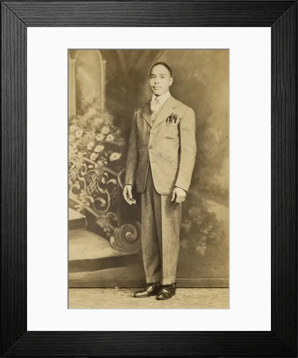 Framed Print : Photographic postcard of an unidentified man in a suit, 1926-1940s. Creator: Unknown Framed Print : Photographic postcard of an unidentified man in a suit, 1926-1940s. Creator: Unknown