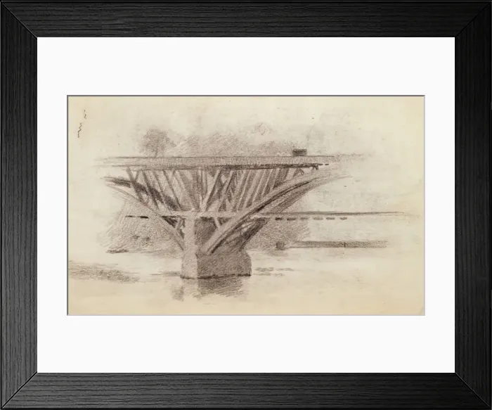Framed Print : Drawing Of Girard Avenue Bridge / Verso Sketch Of An Oar, c. 1871. Creator: Thomas Eakins Framed Print : Drawing Of Girard Avenue Bridge / Verso Sketch Of An Oar, c. 1871. Creator: Thomas Eakins
