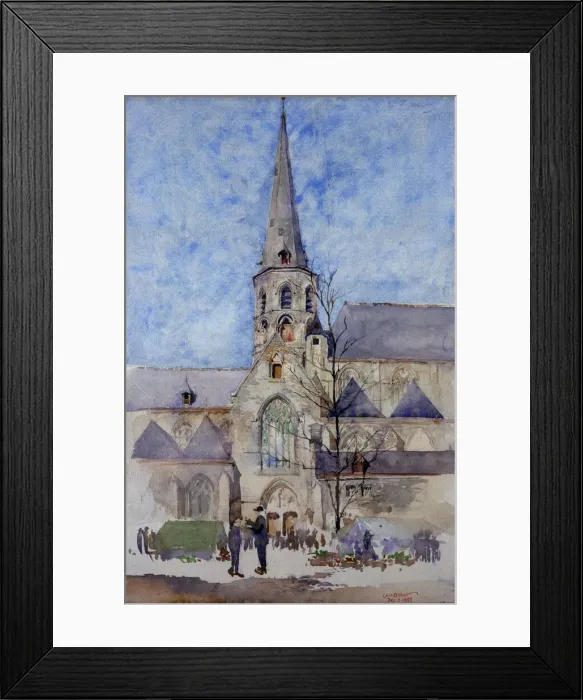 Framed Print : A Market Day (Church of St. Jacques, Ghent, Belgium), 1897. Creator: Cass Gilbert Framed Print : A Market Day (Church of St. Jacques, Ghent, Belgium), 1897. Creator: Cass Gilbert