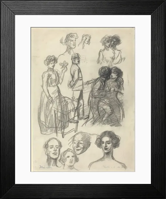 Framed Print : Sketches for Lovers on a Bench, late 19th-early 20th century Framed Print : Sketches for Lovers on a Bench, late 19th-early 20th century