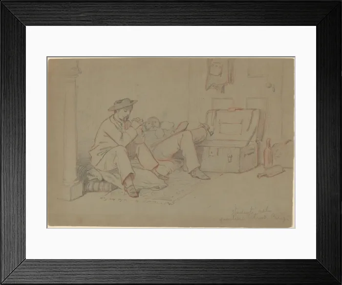 Framed Print : Students in the Latin Quarter, Paris, c. 1858. Creator: Elihu Vedder Framed Print : Students in the Latin Quarter, Paris, c. 1858. Creator: Elihu Vedder