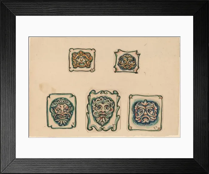 Framed Print : Five Heads, c. 1918. Creator: Elihu Vedder Framed Print : Five Heads, c. 1918. Creator: Elihu Vedder