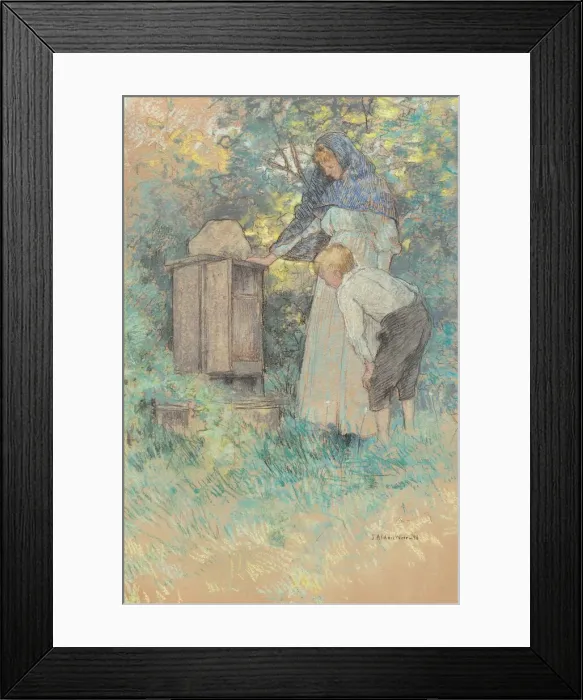Framed Print : Watching the Bees, 1896. Creator: Julian Alden Weir
