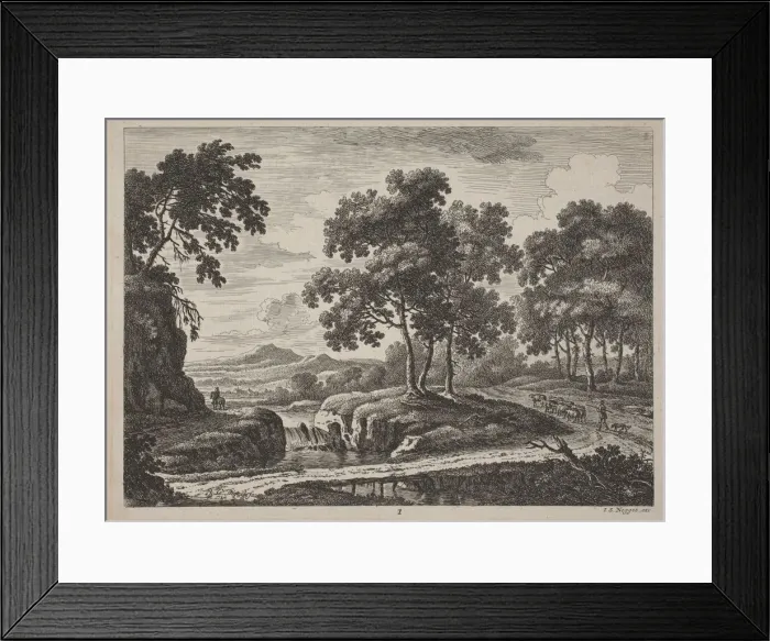 Framed Print : Panoramic River Landscapes with Travelers, 1734. Creator: Johann Christoph Dietzsch Framed Print : Panoramic River Landscapes with Travelers, 1734. Creator: Johann Christoph Dietzsch