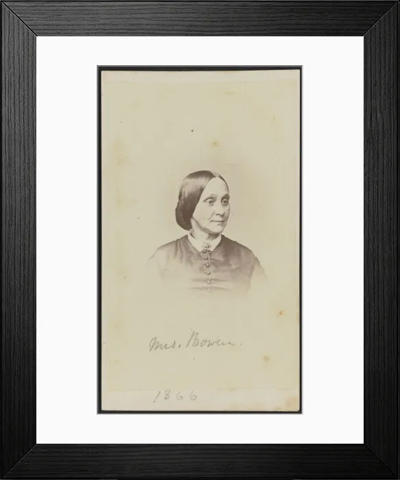 Framed Print : Carte-de-visite portrait of Mrs. Bowen, 1866. Creator: Henry Ulke Framed Print : Carte-de-visite portrait of Mrs. Bowen, 1866. Creator: Henry Ulke