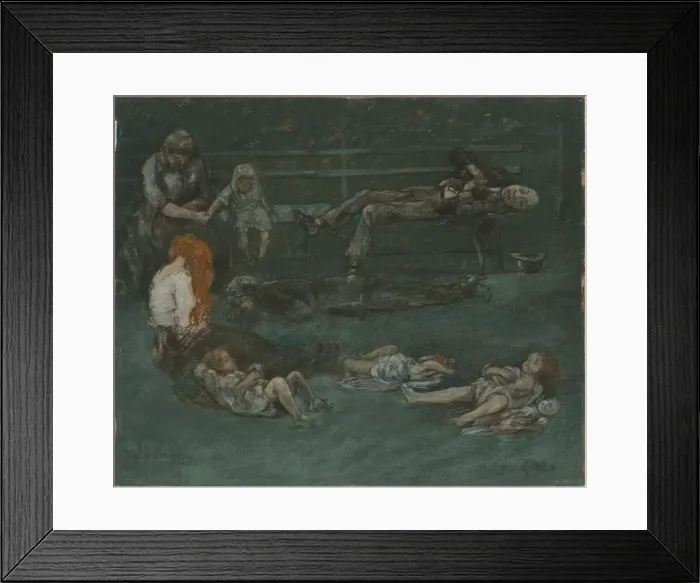 Framed Print : Park Bench At Night, 1909. Creator: Jerome Myers Framed Print : Park Bench At Night, 1909. Creator: Jerome Myers