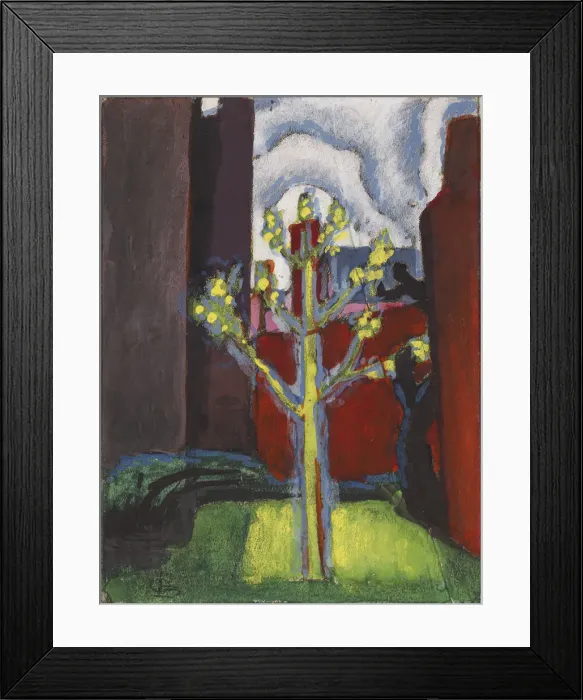 Framed Print : Young Tree in Red Courtyard, 1919. Creator: Oscar Bluemner Framed Print : Young Tree in Red Courtyard, 1919. Creator: Oscar Bluemner