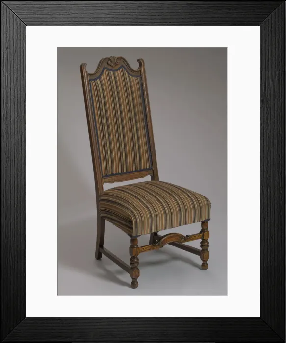 Framed Print : Upholstered side chair from Maes Millinery Shop, 1900-1950. Creator: Unknown Framed Print : Upholstered side chair from Maes Millinery Shop, 1900-1950. Creator: Unknown