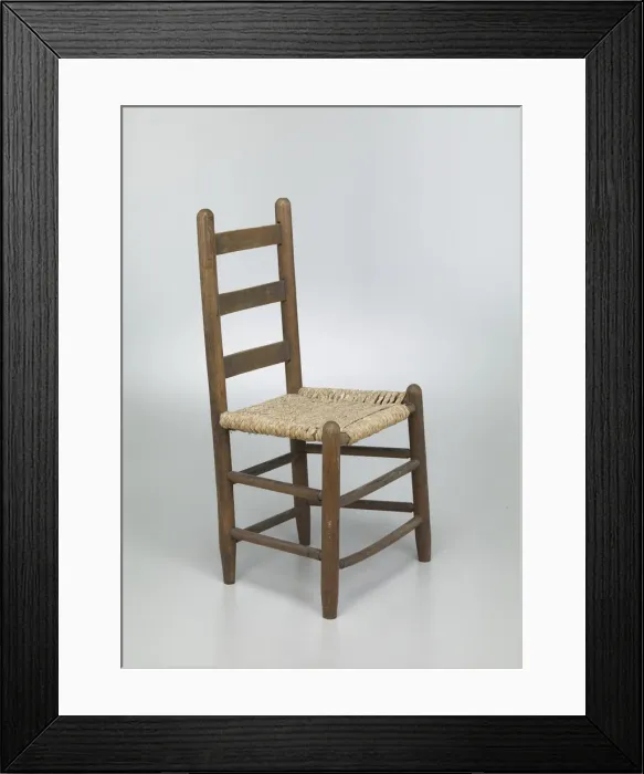 Framed Print : Chair with corn husk seat woven by Johnnie Ree Jackson, 1980s Framed Print : Chair with corn husk seat woven by Johnnie Ree Jackson, 1980s