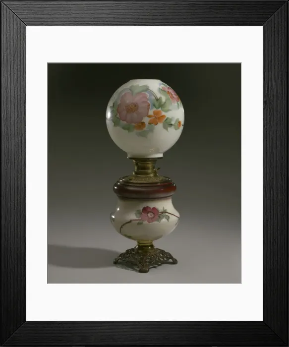 Framed Print : Glass oil lamp from the home of Robert Smalls, 19th century. Creator: Unknown Framed Print : Glass oil lamp from the home of Robert Smalls, 19th century. Creator: Unknown