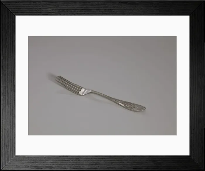 Framed Print : Table fork used by Lavinia Whiteside Carrington, after 1867. Creator: Hall & Elton