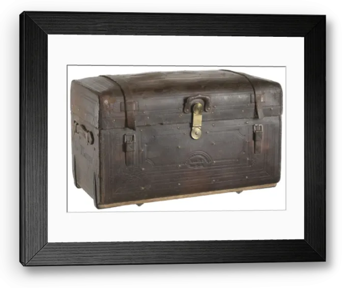 Framed Print : Traveling trunk used by George Thompson Garrison in the Civil War, ca. 1860 Framed Print : Traveling trunk used by George Thompson Garrison in the Civil War, ca. 1860