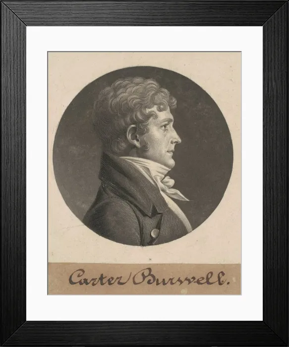 Framed Print : Carter Burwell, 1805. Creator: Charles Balthazar Julien Fevret de Saint-Memin Framed Print : Carter Burwell, 1805. Creator: Charles Balthazar Julien Fevret de Saint-Memin