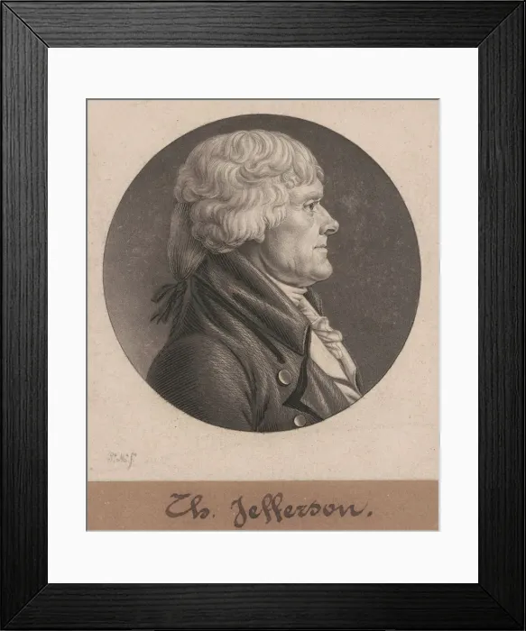 Framed Print : Thomas Jefferson, 1804. Creator: Charles Balthazar Julien Fevret de Saint-Memin Framed Print : Thomas Jefferson, 1804. Creator: Charles Balthazar Julien Fevret de Saint-Memin