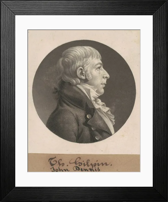 Framed Print : John Dennis, 1803-1805. Creator: Charles Balthazar Julien Fevret de Saint-Memin Framed Print : John Dennis, 1803-1805. Creator: Charles Balthazar Julien Fevret de Saint-Memin