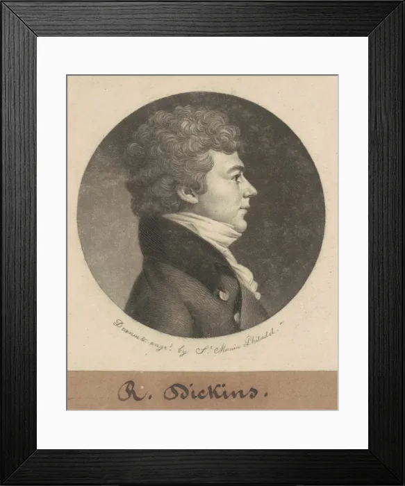 Framed Print : Asbury Dickins, 1801. Creator: Charles Balthazar Julien Fevret de Saint-Memin Framed Print : Asbury Dickins, 1801. Creator: Charles Balthazar Julien Fevret de Saint-Memin