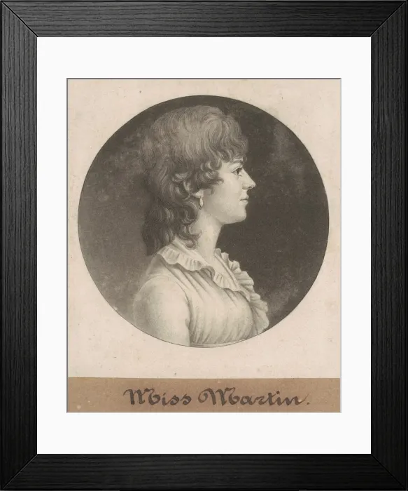Framed Print : Miss Martin, 1802. Creator: Charles Balthazar Julien Fevret de Saint-Memin Framed Print : Miss Martin, 1802. Creator: Charles Balthazar Julien Fevret de Saint-Memin