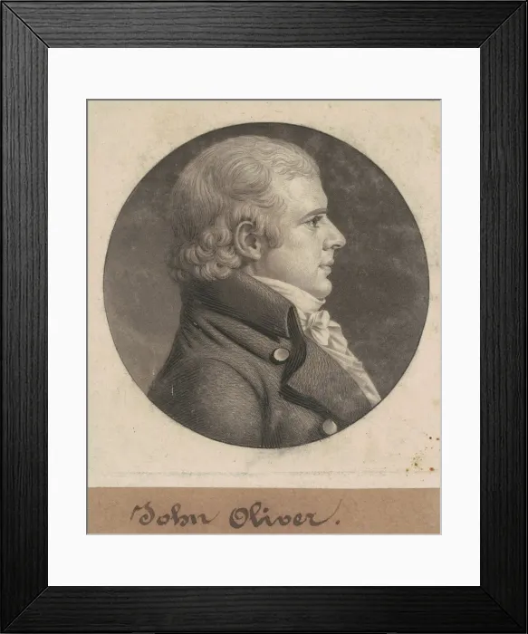 Framed Print : John Oliver, 1803. Creator: Charles Balthazar Julien Fevret de Saint-Memin Framed Print : John Oliver, 1803. Creator: Charles Balthazar Julien Fevret de Saint-Memin