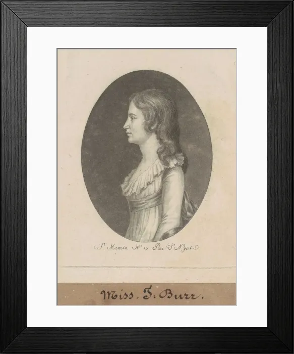 Framed Print : Theodosia Burr, 1797. Creator: Charles Balthazar Julien Fevret de Saint-Memin Framed Print : Theodosia Burr, 1797. Creator: Charles Balthazar Julien Fevret de Saint-Memin