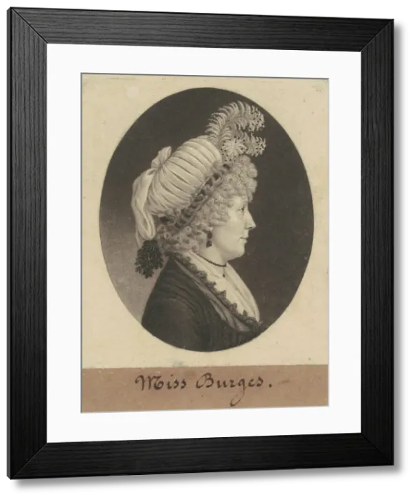 Framed Print : Miss Burges, 1799. Creator: Charles Balthazar Julien Fevret de Saint-Memin Framed Print : Miss Burges, 1799. Creator: Charles Balthazar Julien Fevret de Saint-Memin