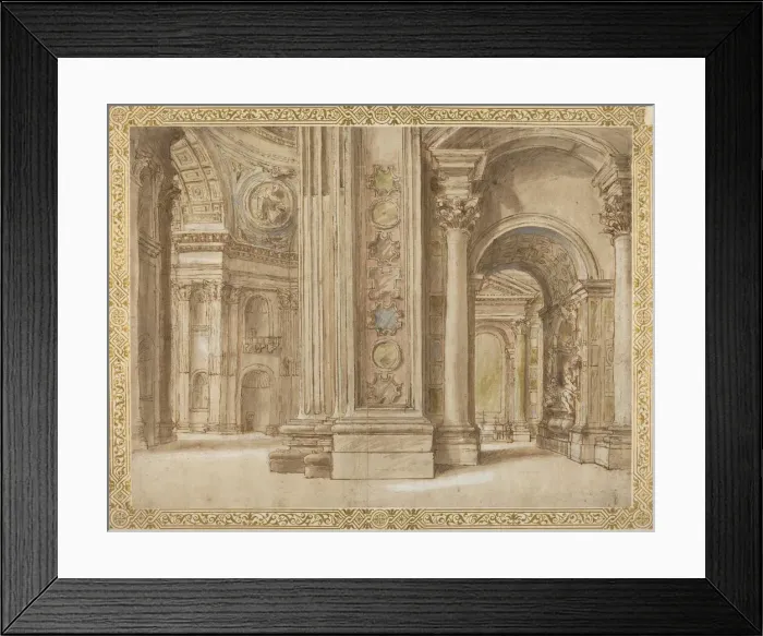 Framed Print : The Interior of Saint Peter s, Rome, first quarter 17th century. Creator: Unknown Framed Print : The Interior of Saint Peter s, Rome, first quarter 17th century. Creator: Unknown