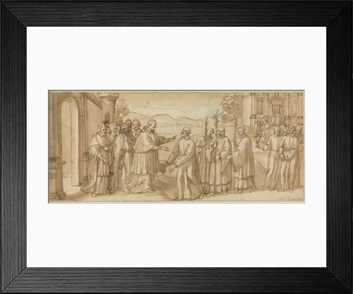 Framed Print : The Meeting of San Carlo Borromeo and San Filippo Neri, c. 1600. Creator: Unknown Framed Print : The Meeting of San Carlo Borromeo and San Filippo Neri, c. 1600. Creator: Unknown