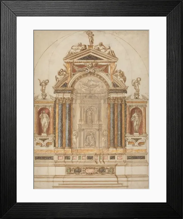 Framed Print : An Elaborate Altar of Colored Marble Ornamented with Sculptures, 1600s. Creator: Unknown Framed Print : An Elaborate Altar of Colored Marble Ornamented with Sculptures, 1600s. Creator: Unknown