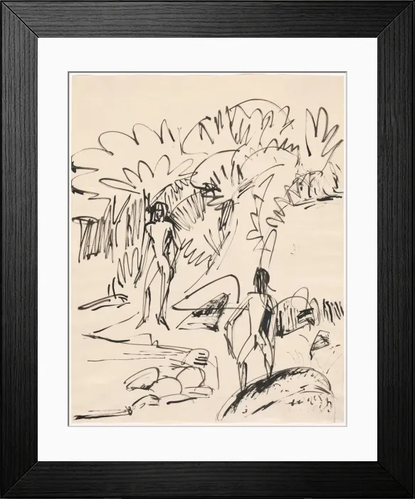 Framed Print : Two Bathers at Fehmarnküste, 1912. Creator: Ernst Kirchner Framed Print : Two Bathers at Fehmarnküste, 1912. Creator: Ernst Kirchner
