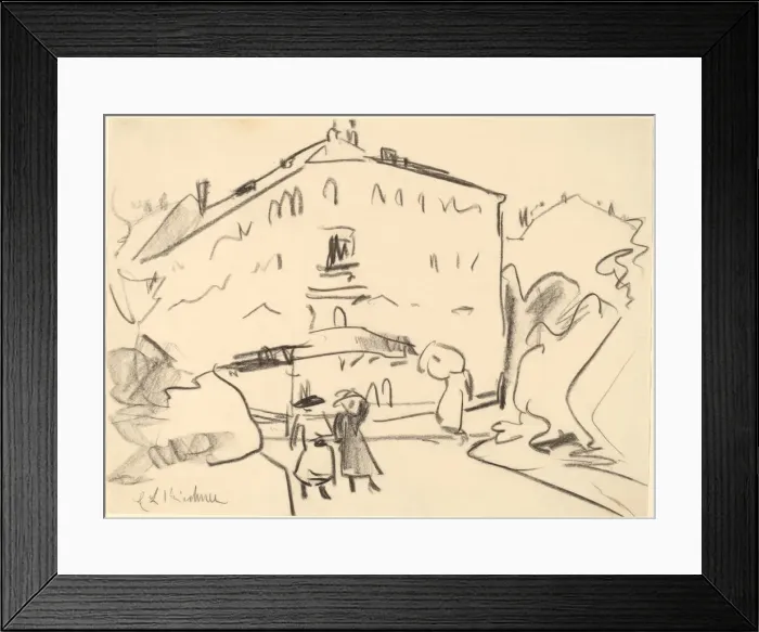 Framed Print : Houses in Dresden with People Strolling, 1909. Creator: Ernst Kirchner Framed Print : Houses in Dresden with People Strolling, 1909. Creator: Ernst Kirchner
