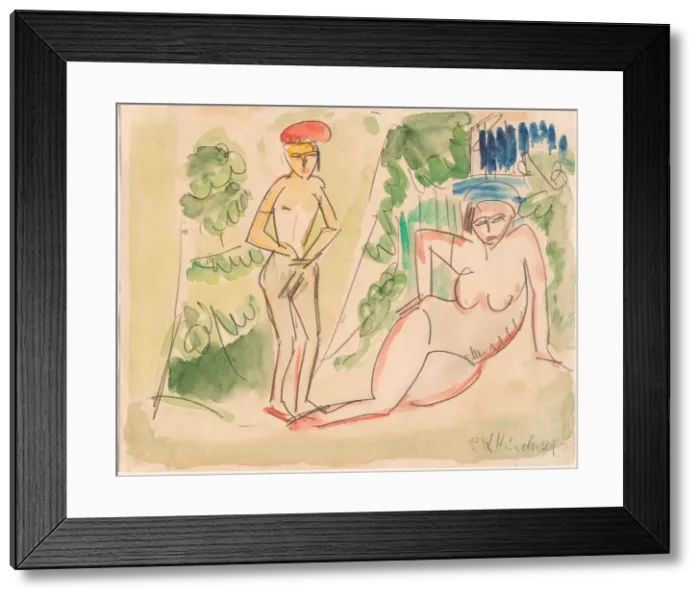 Framed Print : Two Bathers near the Woods, 1910 / 1911. Creator: Ernst Kirchner Framed Print : Two Bathers near the Woods, 1910 / 1911. Creator: Ernst Kirchner