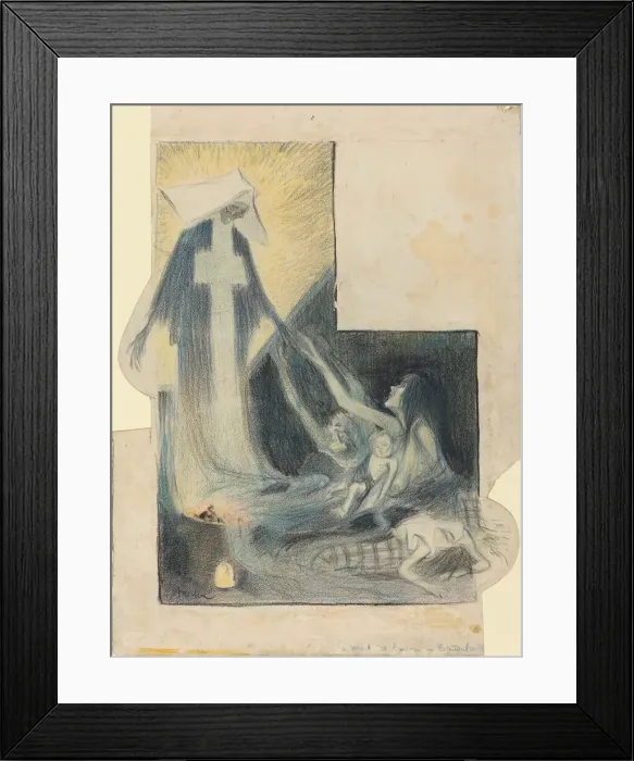 Framed Print : La mort des pauvres - Baudelaire, 1894. Creator: Theophile Alexandre Steinlen Framed Print : La mort des pauvres - Baudelaire, 1894. Creator: Theophile Alexandre Steinlen