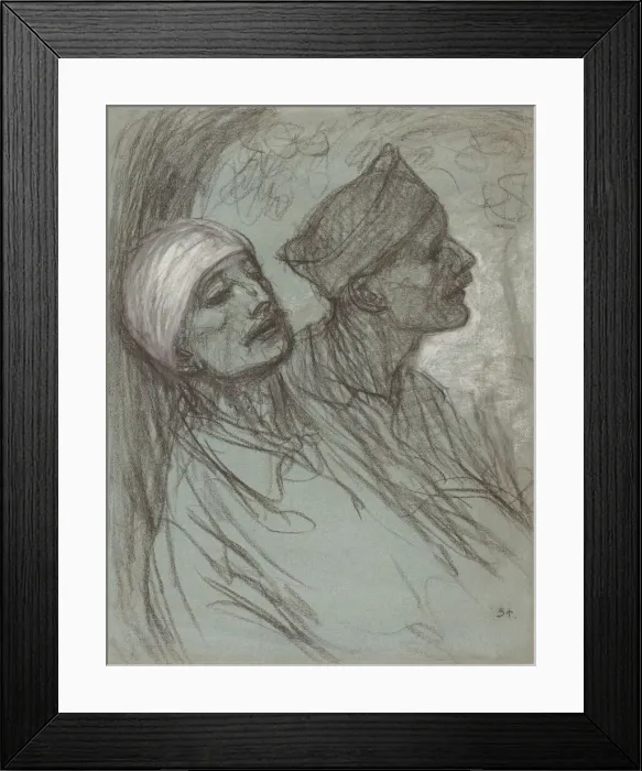 Framed Print : A Wounded Soldier and His Comrade, 1916. Creator: Theophile Alexandre Steinlen Framed Print : A Wounded Soldier and His Comrade, 1916. Creator: Theophile Alexandre Steinlen
