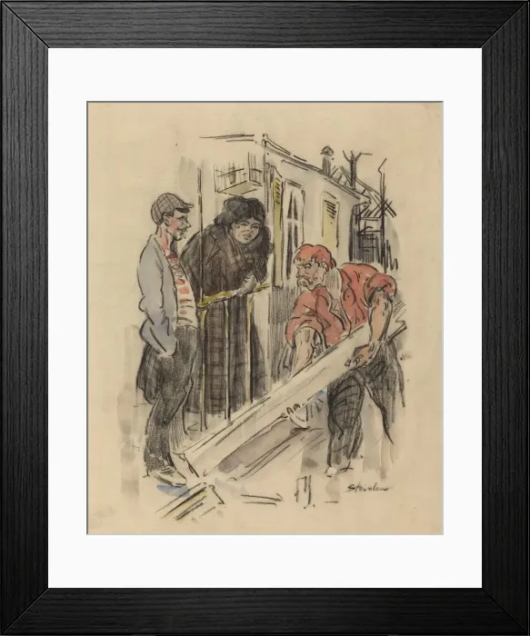 Framed Print : Gossips, late 19th-early 20th century. Creator: Theophile Alexandre Steinlen