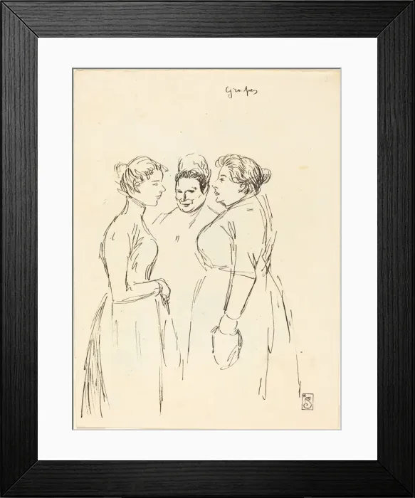 Framed Print : Gossiping Women, late 19th-early 20th century. Creator: Theophile Alexandre Steinlen Framed Print : Gossiping Women, late 19th-early 20th century. Creator: Theophile Alexandre Steinlen