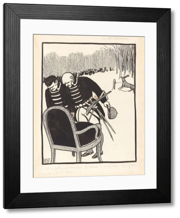 Framed Print : Grands Chasseurs--Le Cerf est pret, 1903. Creator: Felix Vallotton Framed Print : Grands Chasseurs--Le Cerf est pret, 1903. Creator: Felix Vallotton