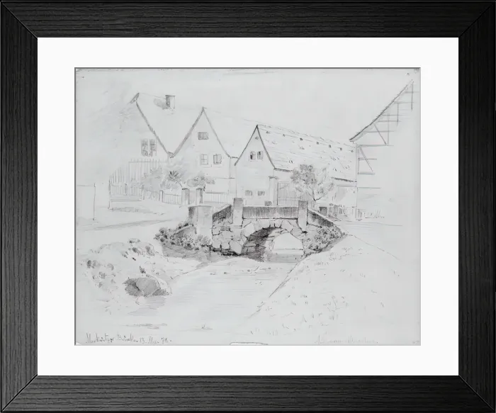 Framed Print : The Bridge, 1878. Creator: Louis Michel Eilshemius Framed Print : The Bridge, 1878. Creator: Louis Michel Eilshemius