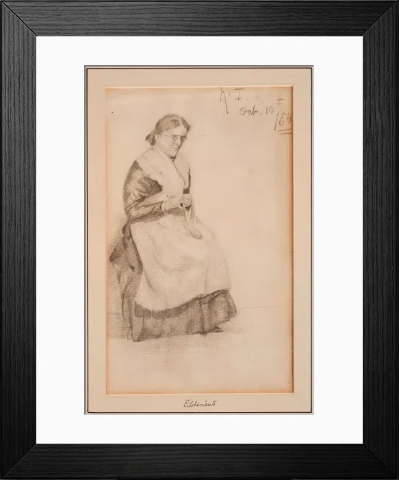 Framed Print : Knitting, 1884. Creator: Louis Michel Eilshemius Framed Print : Knitting, 1884. Creator: Louis Michel Eilshemius