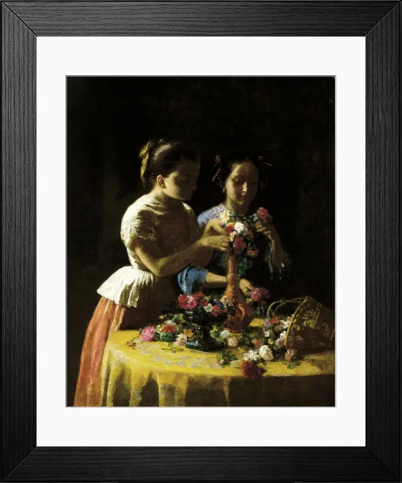 Framed Print : Girls and Flowers, 1855. Creator: George Cochran Lambdin Framed Print : Girls and Flowers, 1855. Creator: George Cochran Lambdin