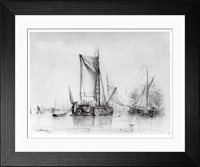 Framed Print : Boats in Harbor, 1878. Creator: Louis Michel Eilshemius Framed Print : Boats in Harbor, 1878. Creator: Louis Michel Eilshemius