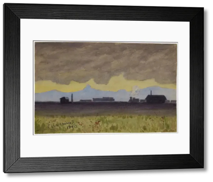 Framed Print : Train Landscape in Arizona, 1890. Creator: Louis Michel Eilshemius Framed Print : Train Landscape in Arizona, 1890. Creator: Louis Michel Eilshemius