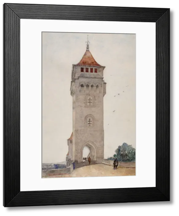 Framed Print : Pont Valentre, Cahors, 1926. Creator: Cass Gilbert Framed Print : Pont Valentre, Cahors, 1926. Creator: Cass Gilbert