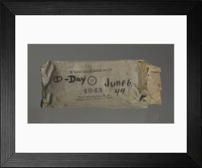 Framed Print : Pack of bandages from D-Day 1944. Creator: Paul Hartmann AG Framed Print : Pack of bandages from D-Day 1944. Creator: Paul Hartmann AG