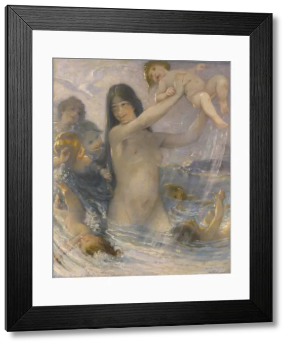 Framed Print : Nymph and Water Babies at Play, 1908. Creator: William Baxter Palmer Closson Framed Print : Nymph and Water Babies at Play, 1908. Creator: William Baxter Palmer Closson