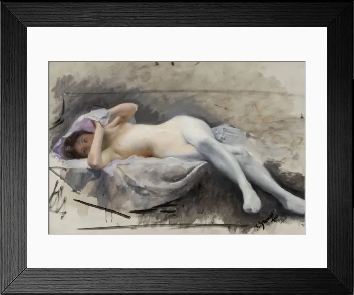 Framed Print : Reclining Nude, 1909. Creator: Julius LeBlanc Stewart Framed Print : Reclining Nude, 1909. Creator: Julius LeBlanc Stewart