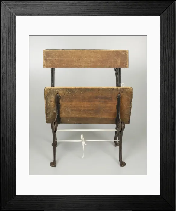 Framed Print : Wooden school desk from Bethel Evangelical Lutheran Church and School, 1925-1963 Framed Print : Wooden school desk from Bethel Evangelical Lutheran Church and School, 1925-1963