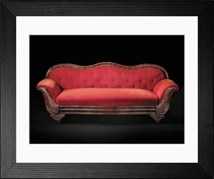 Framed Print : Mahogany sofa from the home of Robert Smalls, 1850s. Creator: Unknown Framed Print : Mahogany sofa from the home of Robert Smalls, 1850s. Creator: Unknown