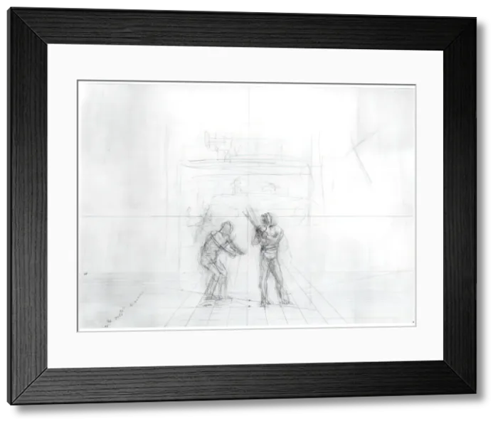 Framed Print : (Untitled) (Perspective Study Of Baseball Players), c. 1875. Creator: Thomas Eakins Framed Print : (Untitled) (Perspective Study Of Baseball Players), c. 1875. Creator: Thomas Eakins