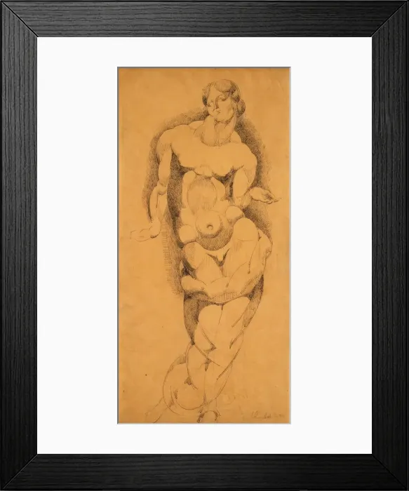 Framed Print : Standing Male Nude, c. 1909. Creator: Elie Nadelman Framed Print : Standing Male Nude, c. 1909. Creator: Elie Nadelman